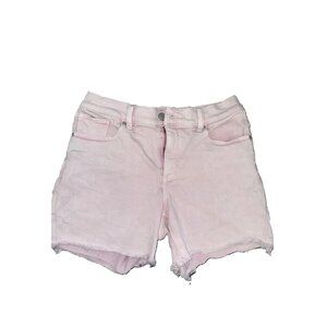 Express Mid Rise Light Pink Distressed Denim Cutoff Stretchy Shorts Size 8